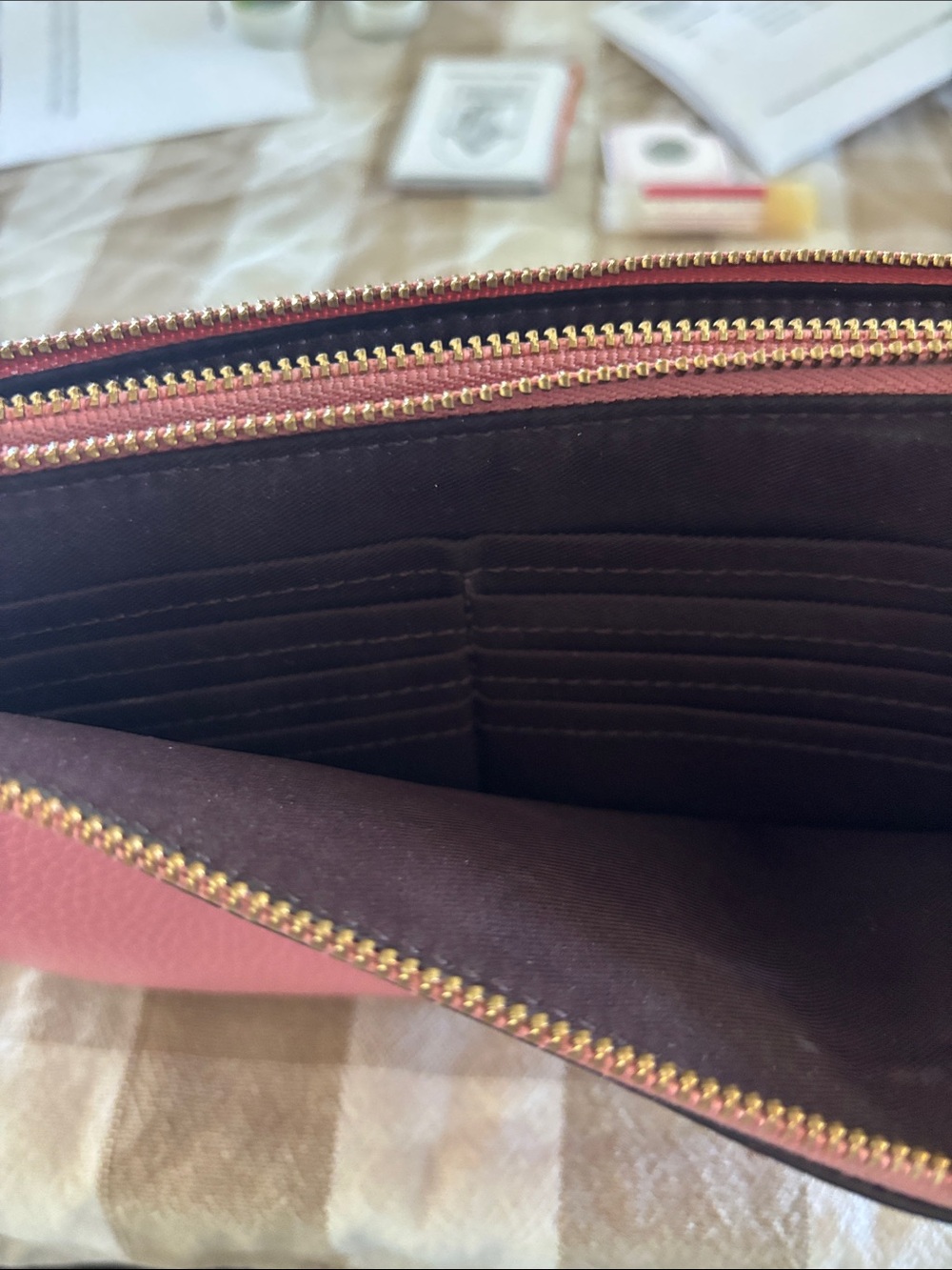 Coach Pink Pebbled Leather Wristlet with Gold Hardware - Picture 3 of 4